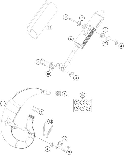 Sprängskiss: Exhaust System – KTM 50 SX 2022
