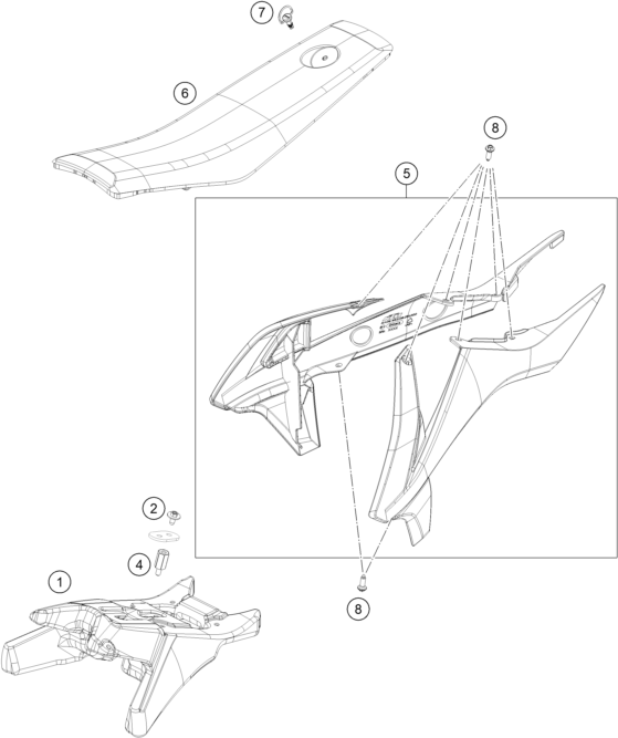 Sprängskiss: Tank, Seat – KTM SX-E 3 2023