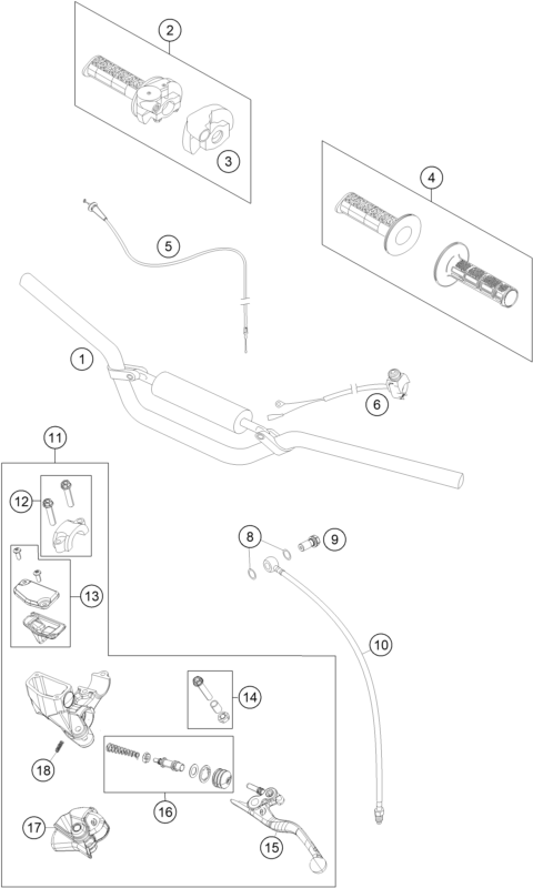 Sprängskiss: Handlebar, Controls – KTM 65 SX 2019
