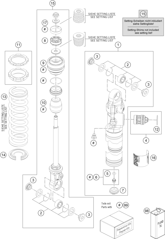 Sprängskiss: Shock Absorber Disassembled – KTM 65 SX 2022
