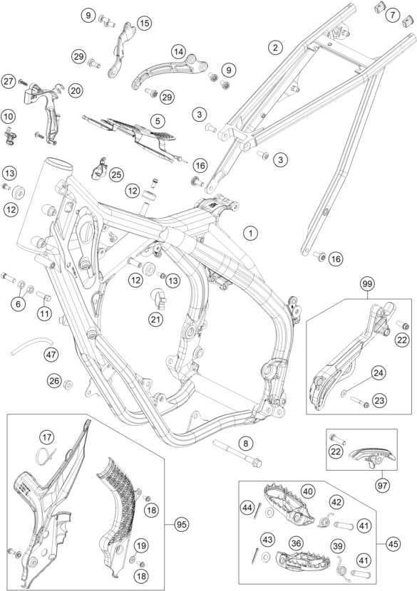 Sprängskiss: Frame – KTM 150 EXC TPI 2020
