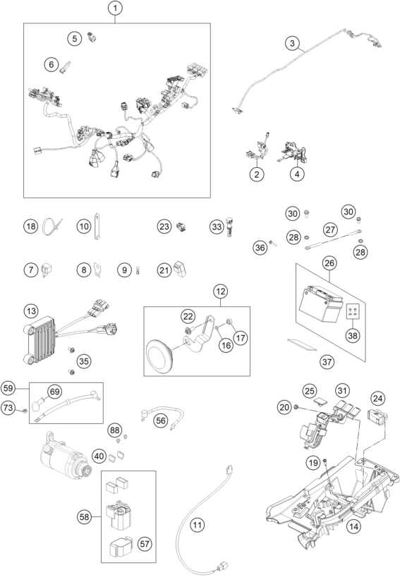 Sprängskiss: Wiring Harness – KTM 150 EXC TPI 2020