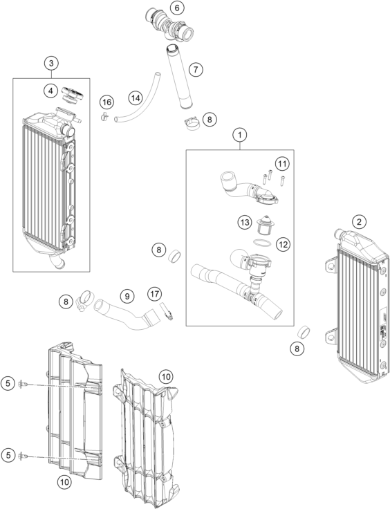 Sprängskiss: Cooling System – KTM 150 EXC TPI 2020