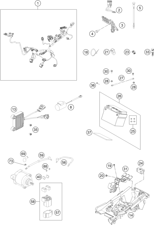 Sprängskiss: Wiring Harness – KTM 250 XC TPI 2022