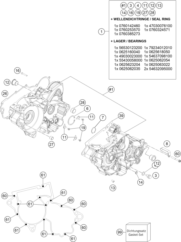 Sprängskiss: Engine Case – KTM 300 EXC CKD 2020