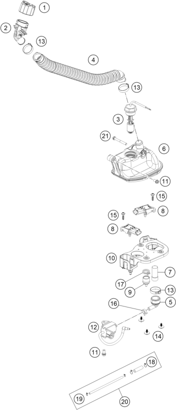 Sprängskiss: Lubricating System – KTM 150 EXC TPI 2020