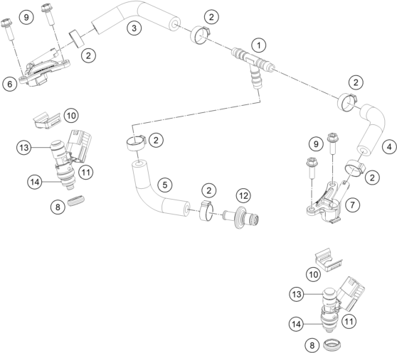 Sprängskiss: Fuel Distributor – KTM 250 EXC TPI 2022