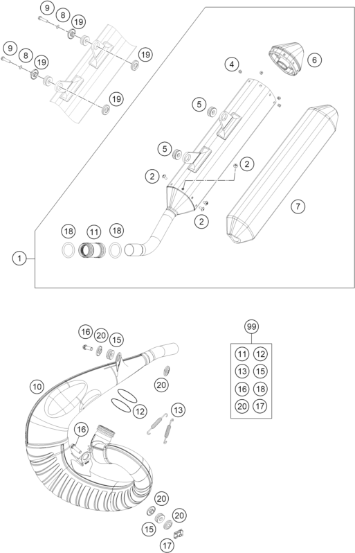 Sprängskiss: Exhaust System – KTM 300 EXC CKD 2023