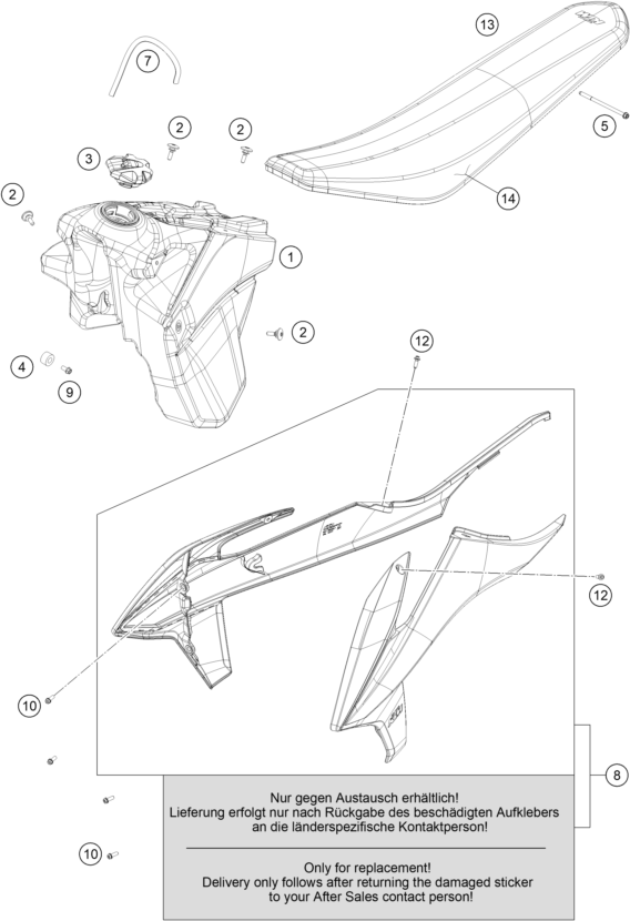 Sprängskiss: Tank, Seat – KTM 300 EXC ERZBERGRODEO 2023