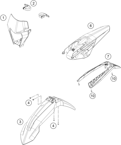 Sprängskiss: Mask, Fenders – KTM 300 XC-W 2023
