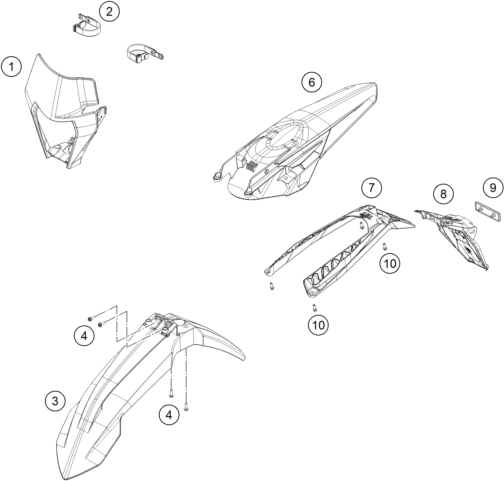 Sprängskiss: Mask, Fenders – KTM 300 EXC CKD 2023