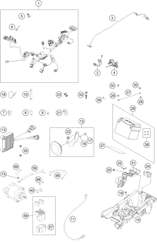 Sprängskiss: Wiring Harness – KTM 250 EXC TPI 2020