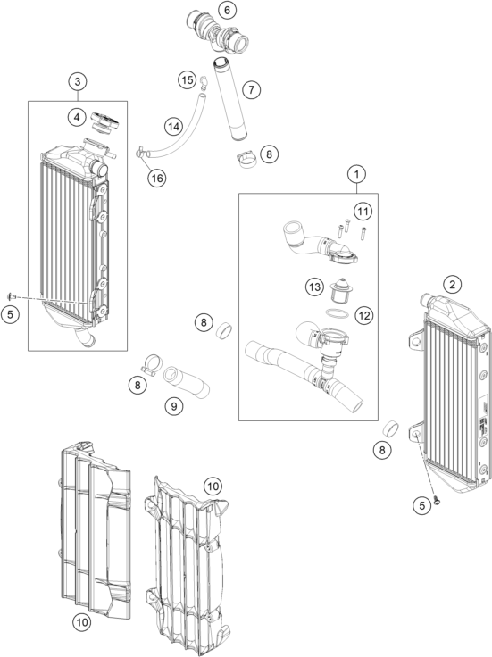 Sprängskiss: Cooling System – KTM 250 EXC TPI 2022