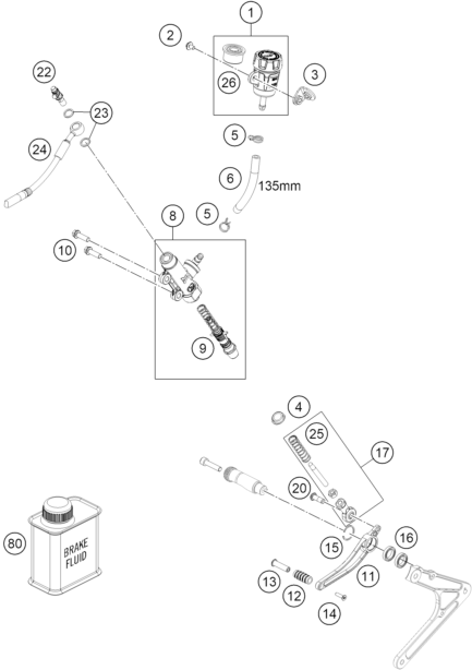 Sprängskiss: Rear Brake Control – KTM RC4 R 2020