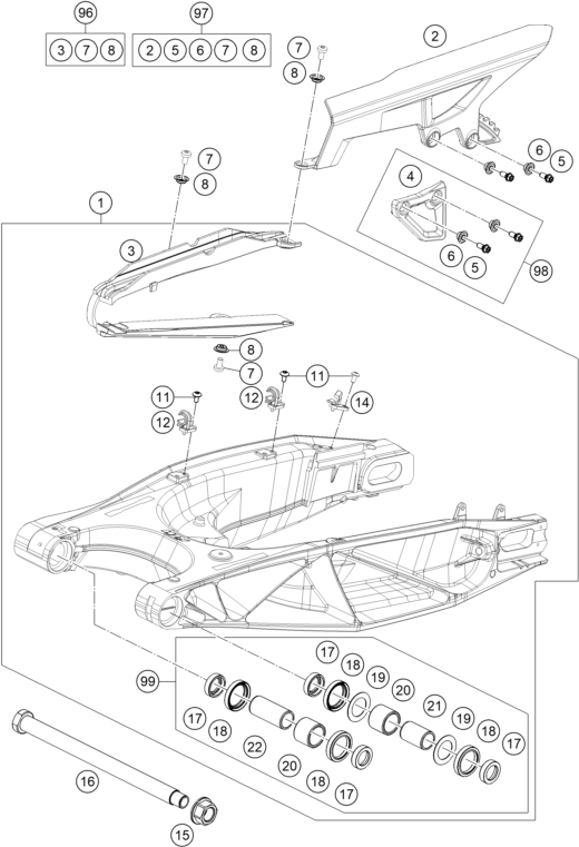 Sprängskiss: Swing Arm – KTM 1290 Super Adventure R 2020