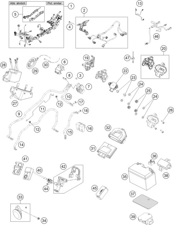 Sprängskiss: Wiring Harness – KTM KTMR2R 1290 SUPER DUKE R, orange 2023
