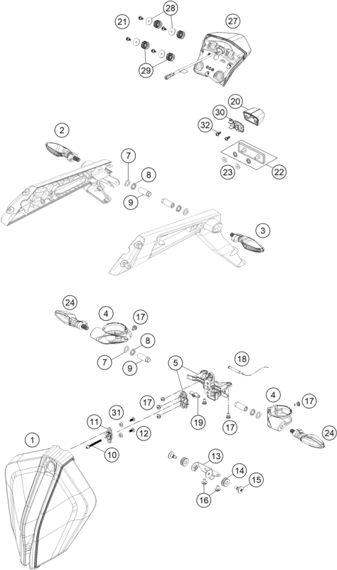 Sprängskiss: Lighting System – KTM KTMR2R 1290 SUPER DUKE R, orange 2023