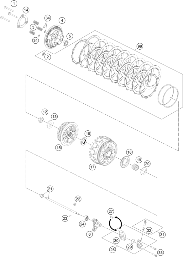 Sprängskiss: Clutch – KTM BRABUS 1300 R, black 2022