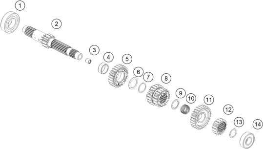 Sprängskiss: Transmission I - Main Shaft – KTM BRABUS 1300 R, black 2022
