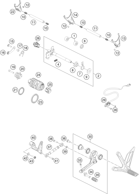 Sprängskiss: Shifting Mechanism – KTM 1290 Super Duke R, black EU5 KR 2020