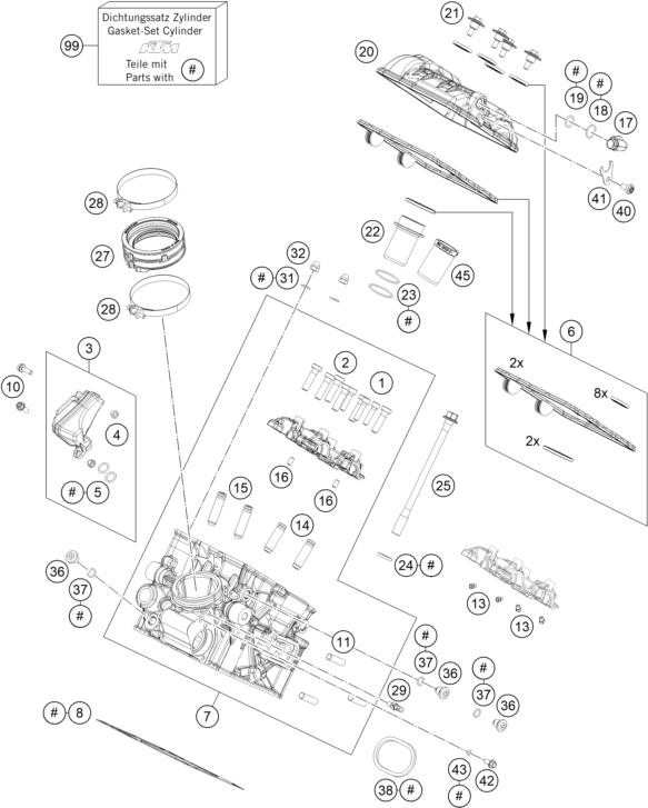 Sprängskiss: Cylinder Head Rear – KTM BRABUS 1300 R, black 2022