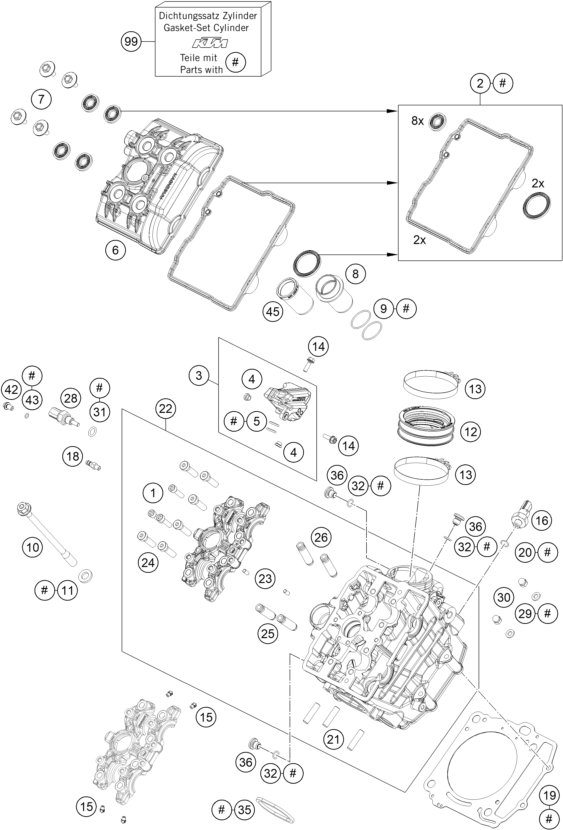 Sprängskiss: Cylinder Head Front – KTM BRABUS 1300 R, black 2022