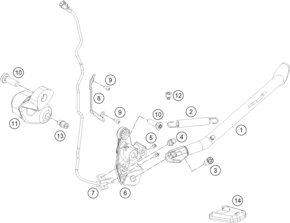 Sprängskiss: Side / Center Stand – KTM 890 ADVENTURE R RALLY 2026