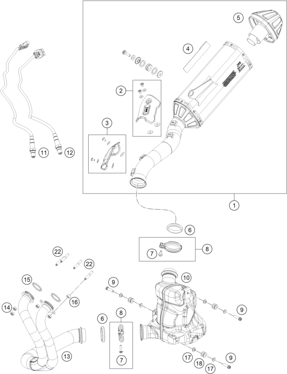 Sprängskiss: Exhaust System – KTM 790 Adventure R Rally 2020