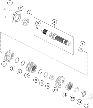 Sprängskiss: Transmission I - Main Shaft – KTM 890 SMT 2026