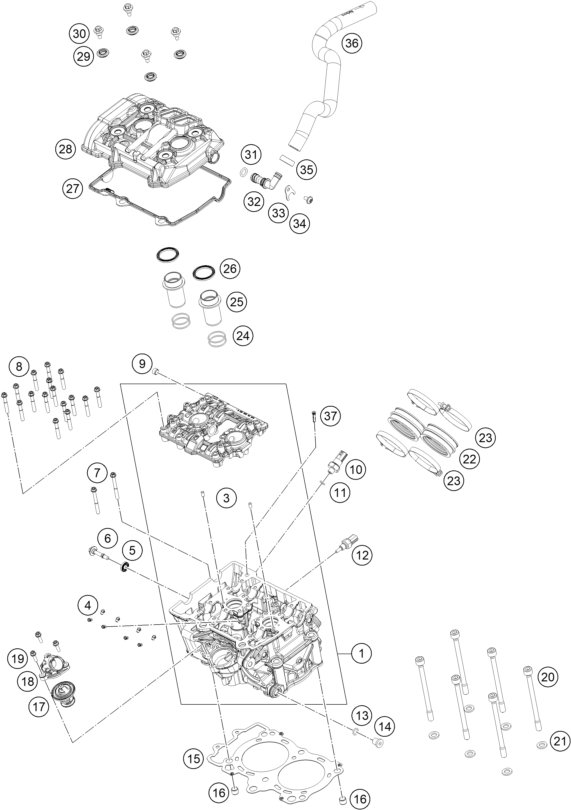 Sprängskiss: Cylinder Head – KTM 790 DUKE, black - CKD w/o engine 2021