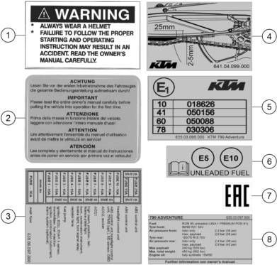Sprängskiss: Technic Information Sticker – KTM 790 Adventure, orange - CKD 2020