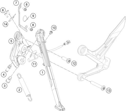 Sprängskiss: Side / Center Stand – KTM 890 DUKE R 2023