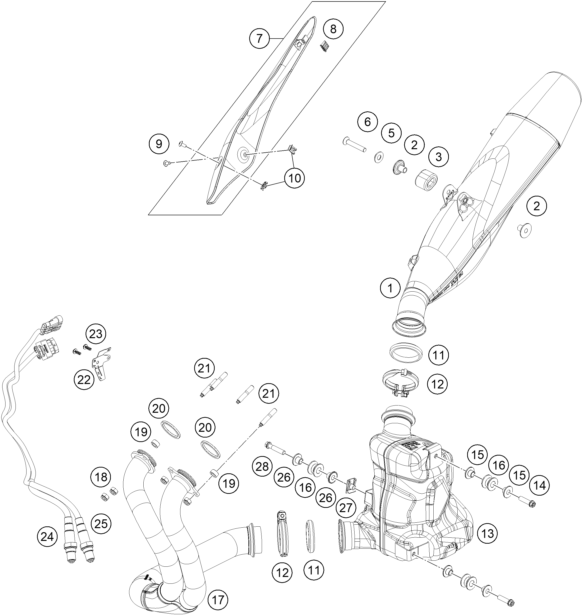 Sprängskiss: Exhaust System – KTM 890 Duke R 2020