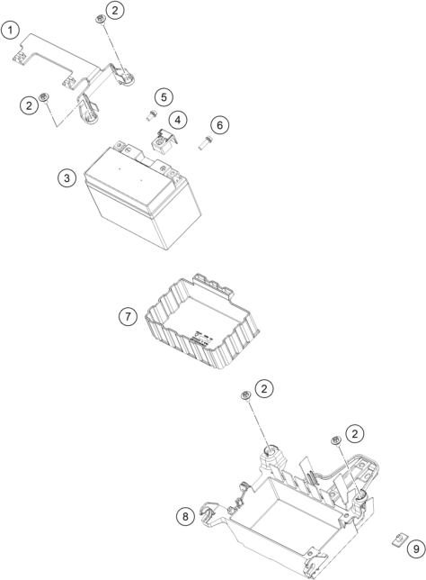 Sprängskiss: Battery – KTM 890 DUKE R 2023