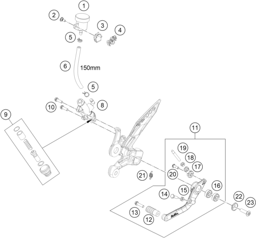 Sprängskiss: Rear Brake Control – KTM 890 DUKE R 2023