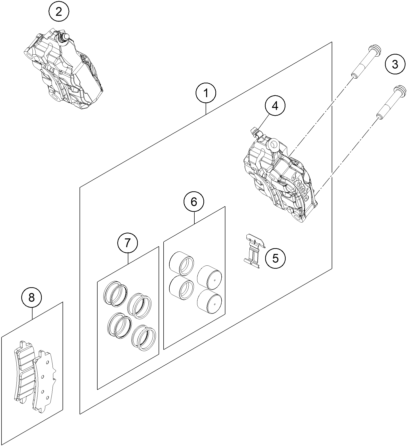 Sprängskiss: Front Brake Caliper – KTM 890 DUKE R 2023