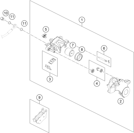 Sprängskiss: Rear Brake Caliper – KTM 890 DUKE R 2023