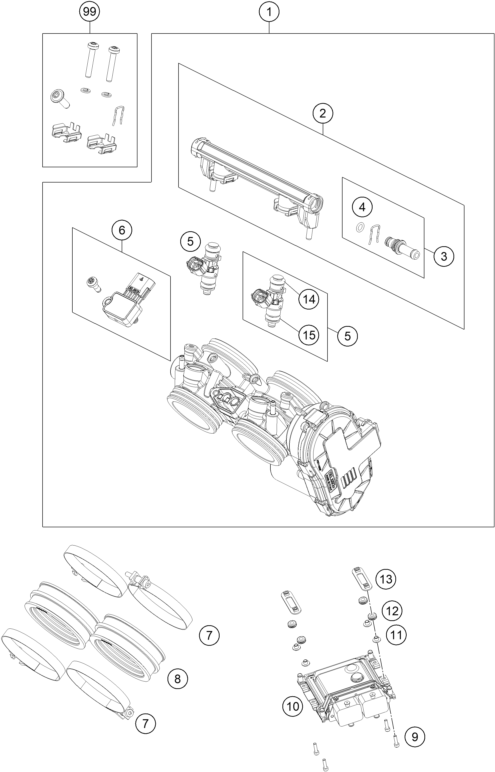 Sprängskiss: Throttle Body – KTM 890 DUKE R 2023