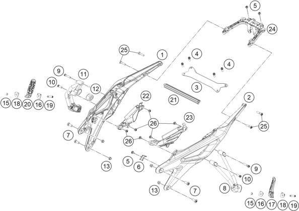 Sprängskiss: Subframe – KTM 790 DUKE, black - D.D. 2026
