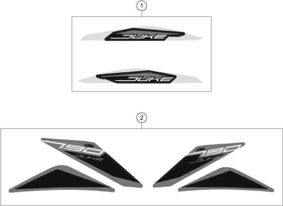Sprängskiss: Decal – KTM 790 Duke, orange 2020
