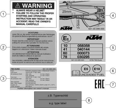 Sprängskiss: Technic Information Sticker – KTM 790 DUKE, orange 2023
