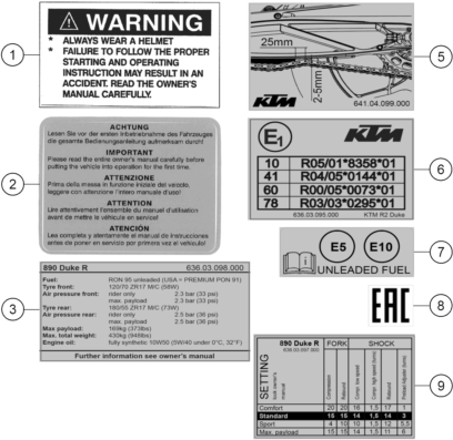 Sprängskiss: Technic Information Sticker – KTM 890 Duke R 2020