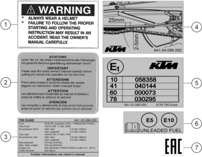 Sprängskiss: Technic Information Sticker – KTM 790 Duke L, orange 2020