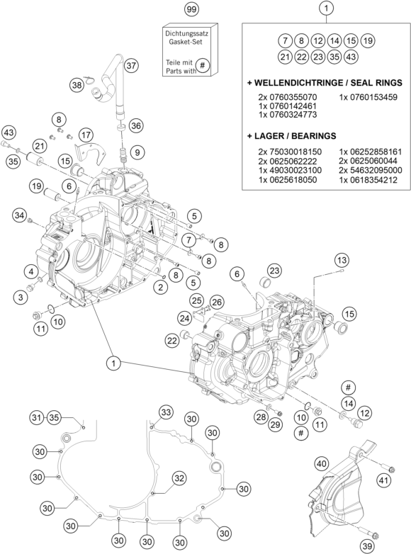Sprängskiss: Engine Case – KTM 690 Enduro R 2020