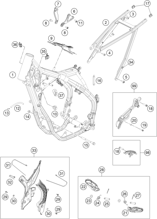 Sprängskiss: Frame – KTM 250 XC-F 2020