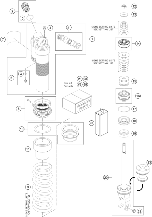 Sprängskiss: Shock Absorber Disassembled – KTM RC4 R 2020