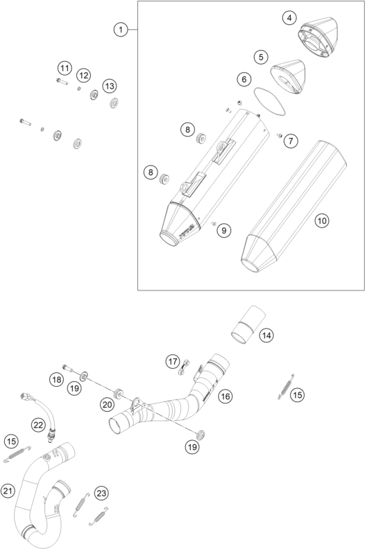 Sprängskiss: Exhaust System – KTM 250 EXC-F Six Days 2020