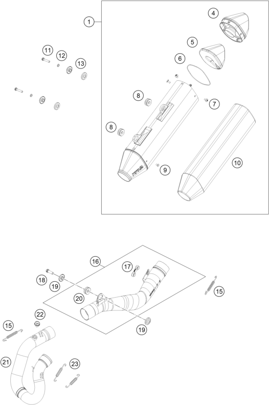 Sprängskiss: Exhaust System – KTM 250 EXC-F CKD 2020