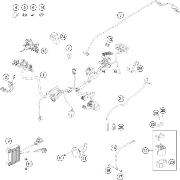 Sprängskiss: Wiring Harness – KTM 250 EXC-F Six Days 2020