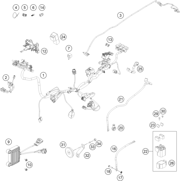 Sprängskiss: Wiring Harness – KTM 250 EXC-F CKD 2020